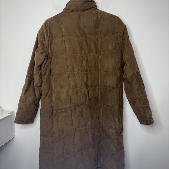 Vintage LL Bean Women's L Faux Suede Quilt Goose Down Parka Coat Sherpa Brown - Picture 8 of 12